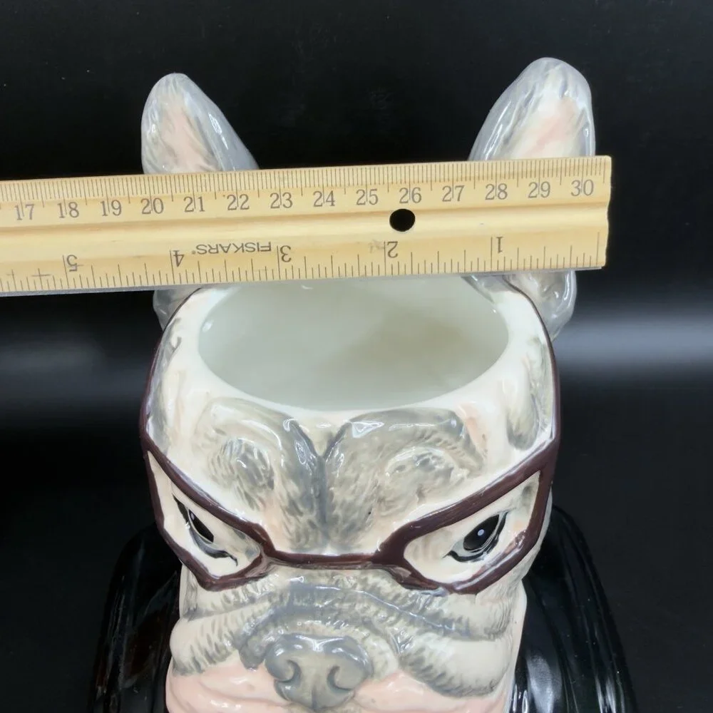 West Elm French Bulldog Planter Vase‎ Decor Dapper Animal Porcelain Figurine New